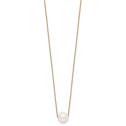 PSSN Sterling Silver Gold-tone 10-11mm White Near-Round Freshwater Cultured Pearl 17 inch Necklace
