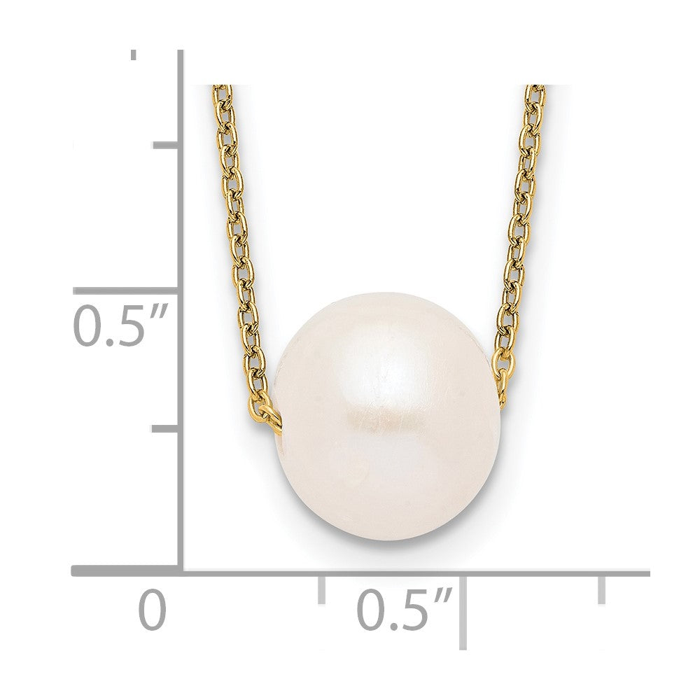 PSSN Sterling Silver Gold-tone 10-11mm White Near-Round Freshwater Cultured Pearl 17 inch Necklace
