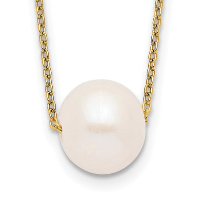 PSSN Sterling Silver Gold-tone 10-11mm White Near-Round Freshwater Cultured Pearl 17 inch Necklace