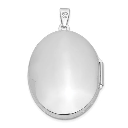 SSL Sterling Silver Rhodium-plated Polished 32mm Oval Locket