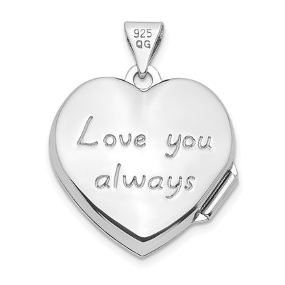 SSP Sterling Silver Rhodium-plated Swirled Love You Always 18mm Heart Locket