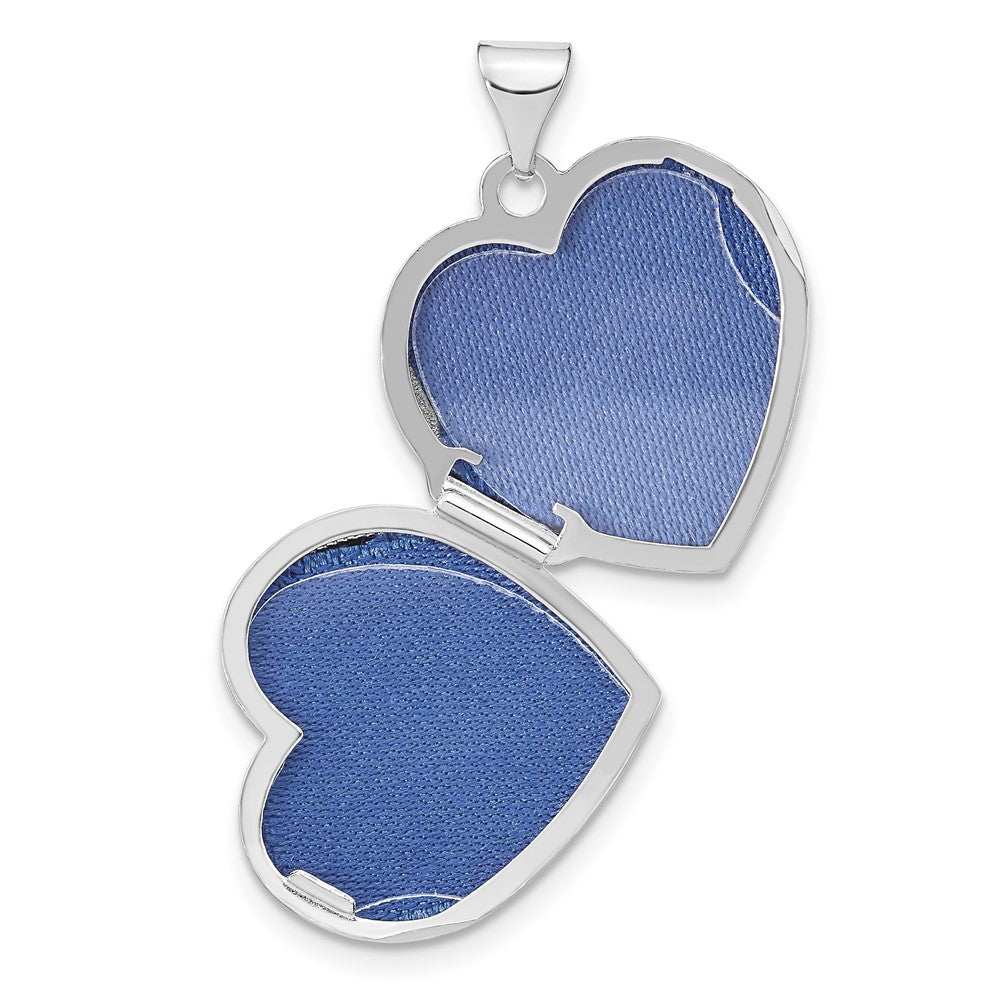 SSP Sterling Silver Rhodium-plated Swirled Love You Always 18mm Heart Locket