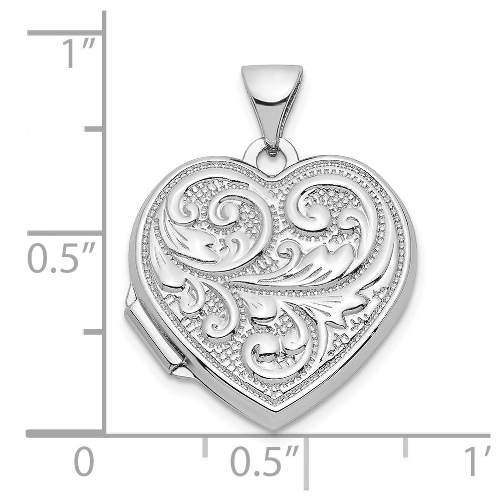 SSP Sterling Silver Rhodium-plated Swirled Love You Always 18mm Heart Locket