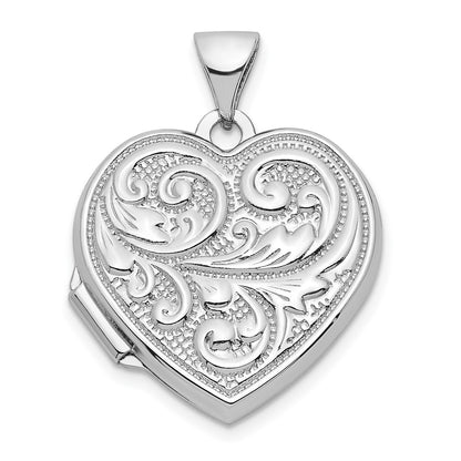 SSP Sterling Silver Rhodium-plated Swirled Love You Always 18mm Heart Locket