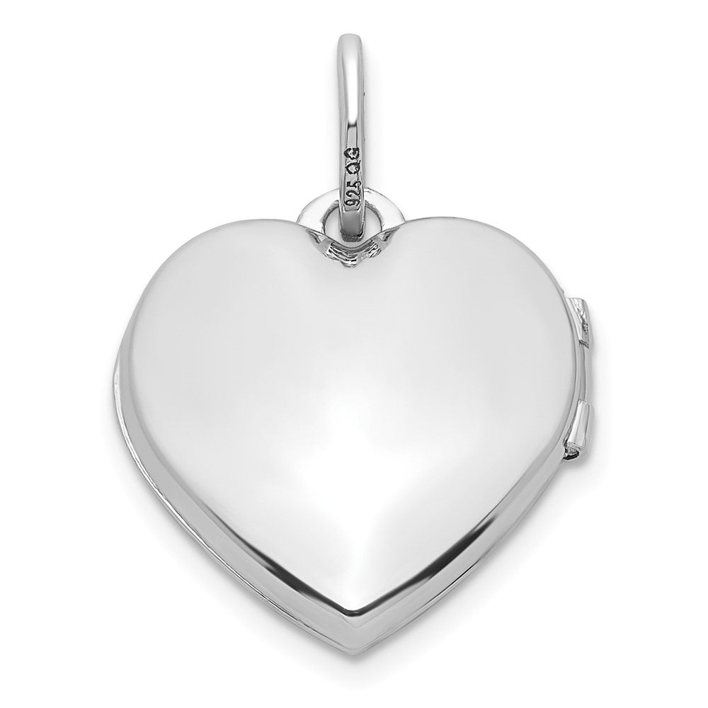 GSSL Sterling Silver Rhodium-plated Lab Created Ruby 15mm Heart Locket