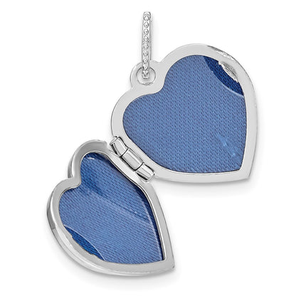 GSSL Sterling Silver Rhodium-plated Lab Created Ruby 15mm Heart Locket