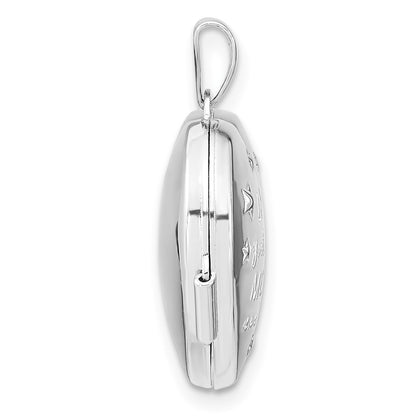 SSCZL Sterling Silver Rhodium-plated CZ Love Moon and Back 18mm Heart Locket