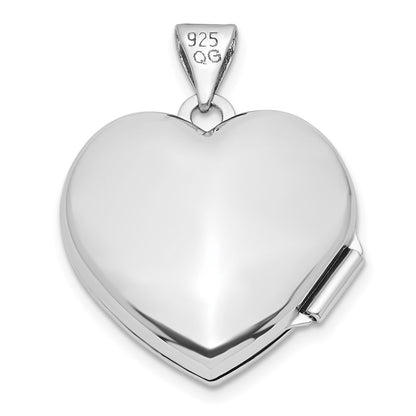 SSCZL Sterling Silver Rhodium-plated CZ Love Moon and Back 18mm Heart Locket