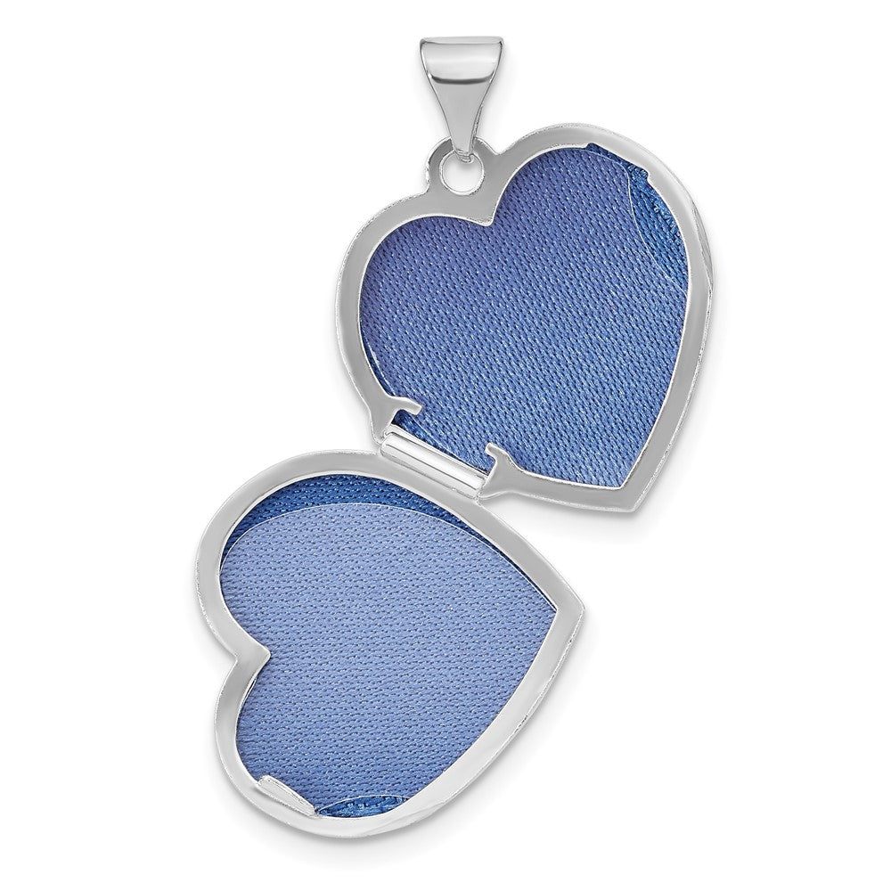 SSCZL Sterling Silver Rhodium-plated CZ Love Moon and Back 18mm Heart Locket