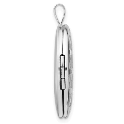 SSP Sterling Silver Rhodium-plated Quilt Design 26x20mm Oval Locket