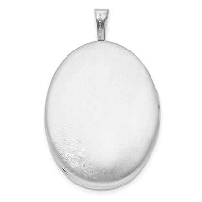 SSP Sterling Silver Rhodium-plated Quilt Design 26x20mm Oval Locket