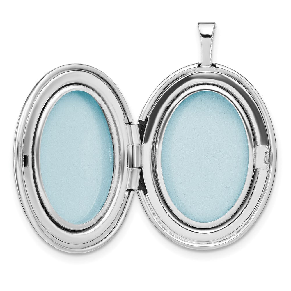 SSP Sterling Silver Rhodium-plated Quilt Design 26x20mm Oval Locket