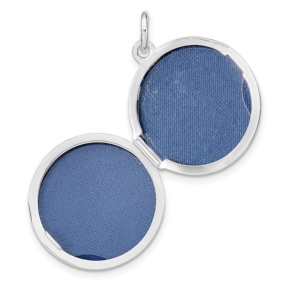 SSCZL Sterling Silver Rhodium-plated CZ Compass 20mm Round Locket