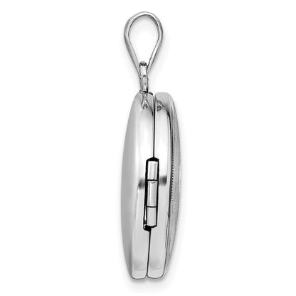 SSP Sterling Silver Rhodium-plated Fleur de Lis 20mm Round Locket
