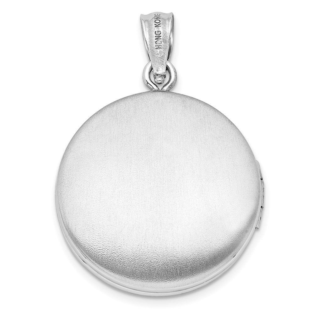 SSP Sterling Silver Rhodium-plated Fleur de Lis 20mm Round Locket