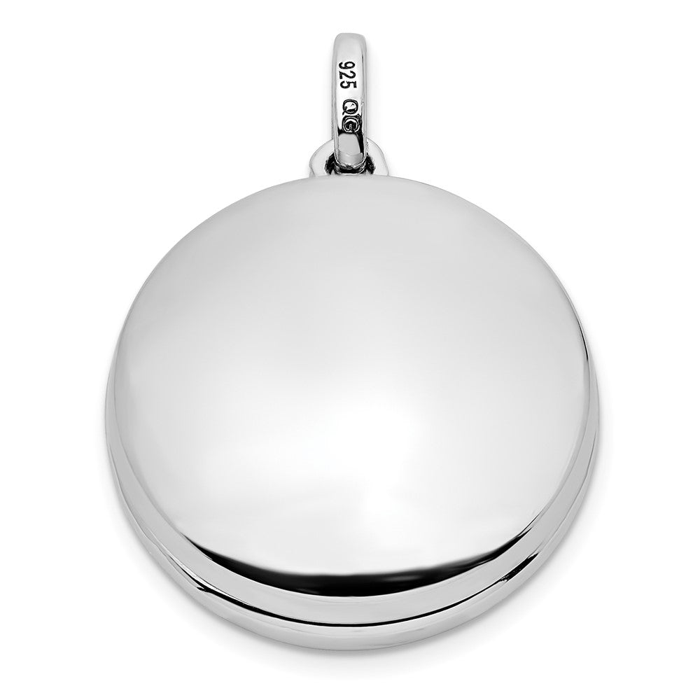 SSCZL Sterling Silver Rhodium-plated CZ Stars 20mm Swing Locket