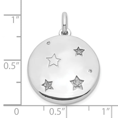SSCZL Sterling Silver Rhodium-plated CZ Stars 20mm Swing Locket