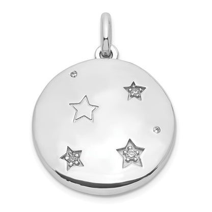 SSCZL Sterling Silver Rhodium-plated CZ Stars 20mm Swing Locket