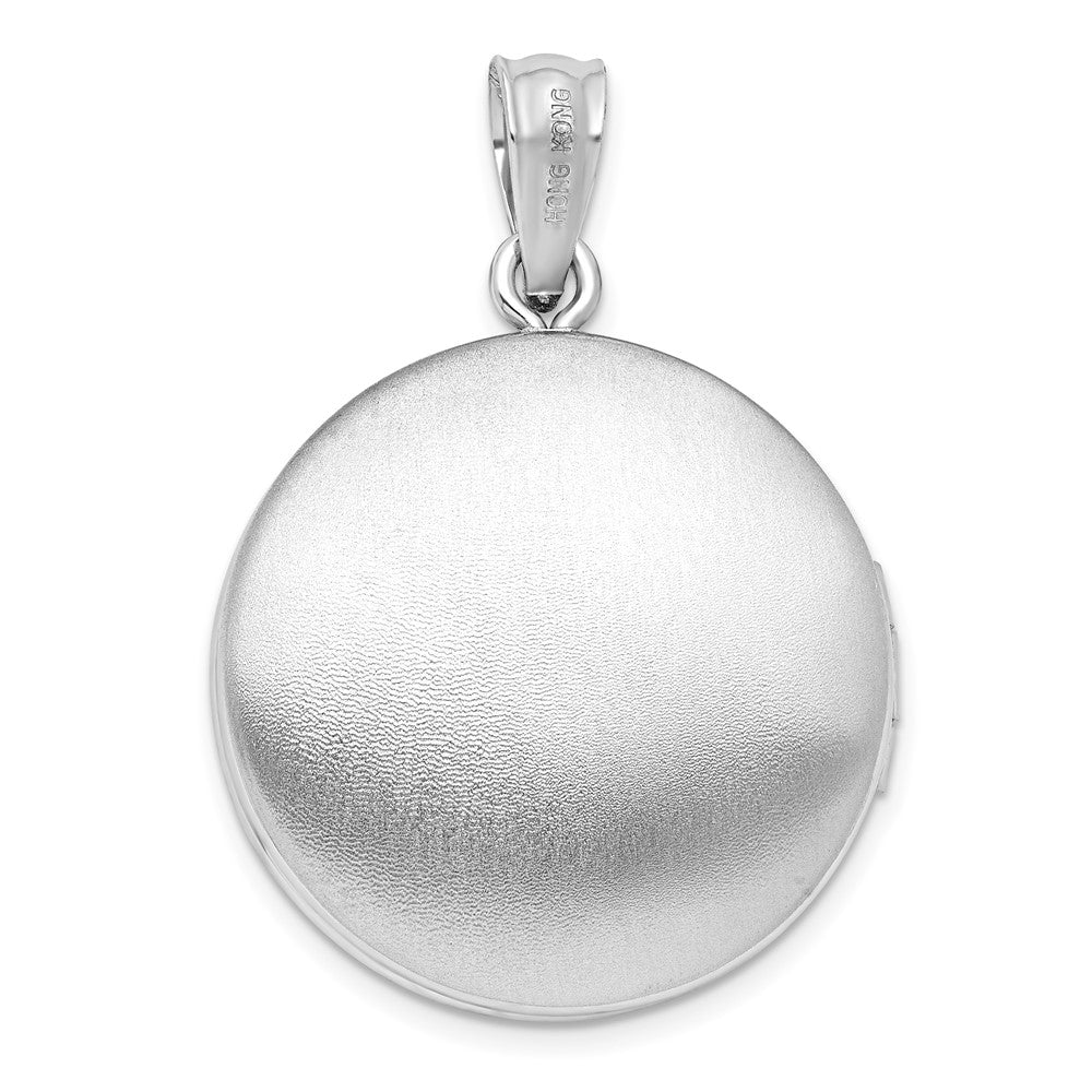 DSS Sterling Silver Rhodium-plated Lace Design Diamond 20mm Round Locket