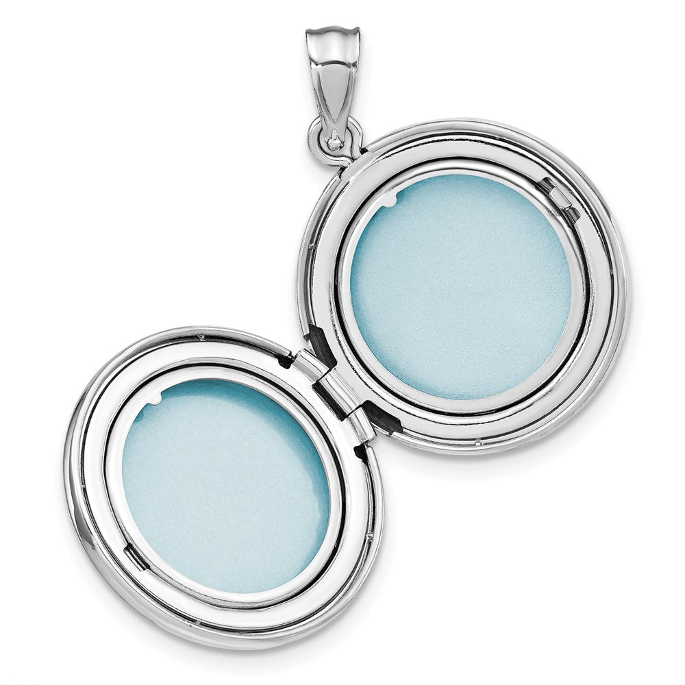 DSS Sterling Silver Rhodium-plated Lace Design Diamond 20mm Round Locket