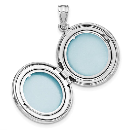 DSS Sterling Silver Rhodium-plated Lace Design Diamond 20mm Round Locket