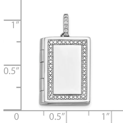 SSCZ Sterling Silver Rhodium-plated CZ 19mm Book Locket