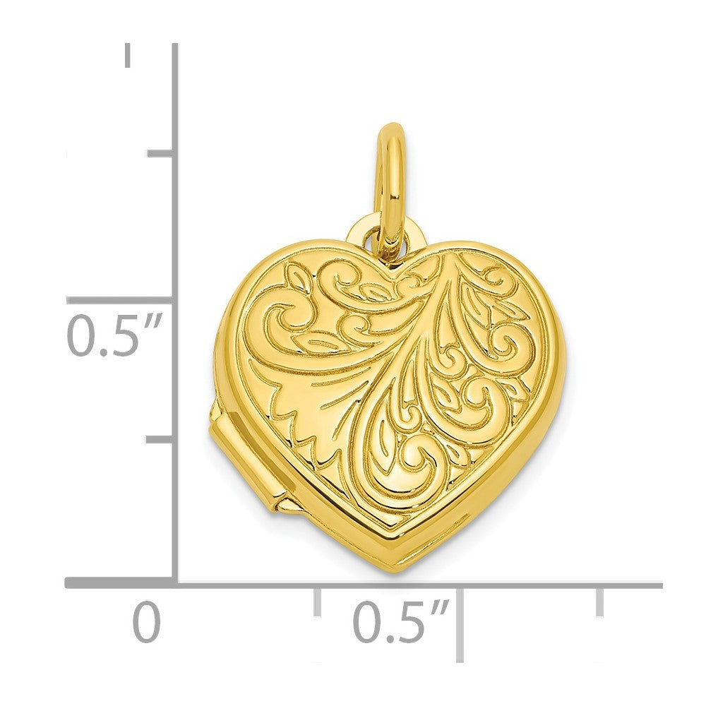 SSP Sterling Silver Gold-tone Polished Filigree Design Heart Locket