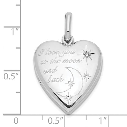 SSP Sterling Silver Rhod-pltd 20mm Diamond LOVE TO MOON Swing Locket