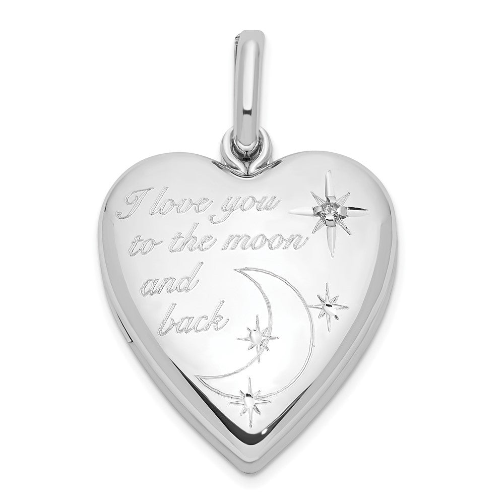 SSP Sterling Silver Rhod-pltd 20mm Diamond LOVE TO MOON Swing Locket