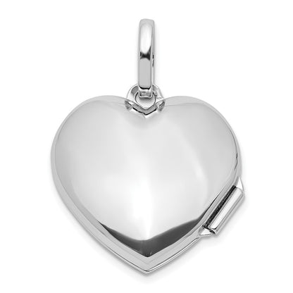 SSD Sterling Silver Rhod-pltd Polished and Textured Dia 18mm Heart Locket