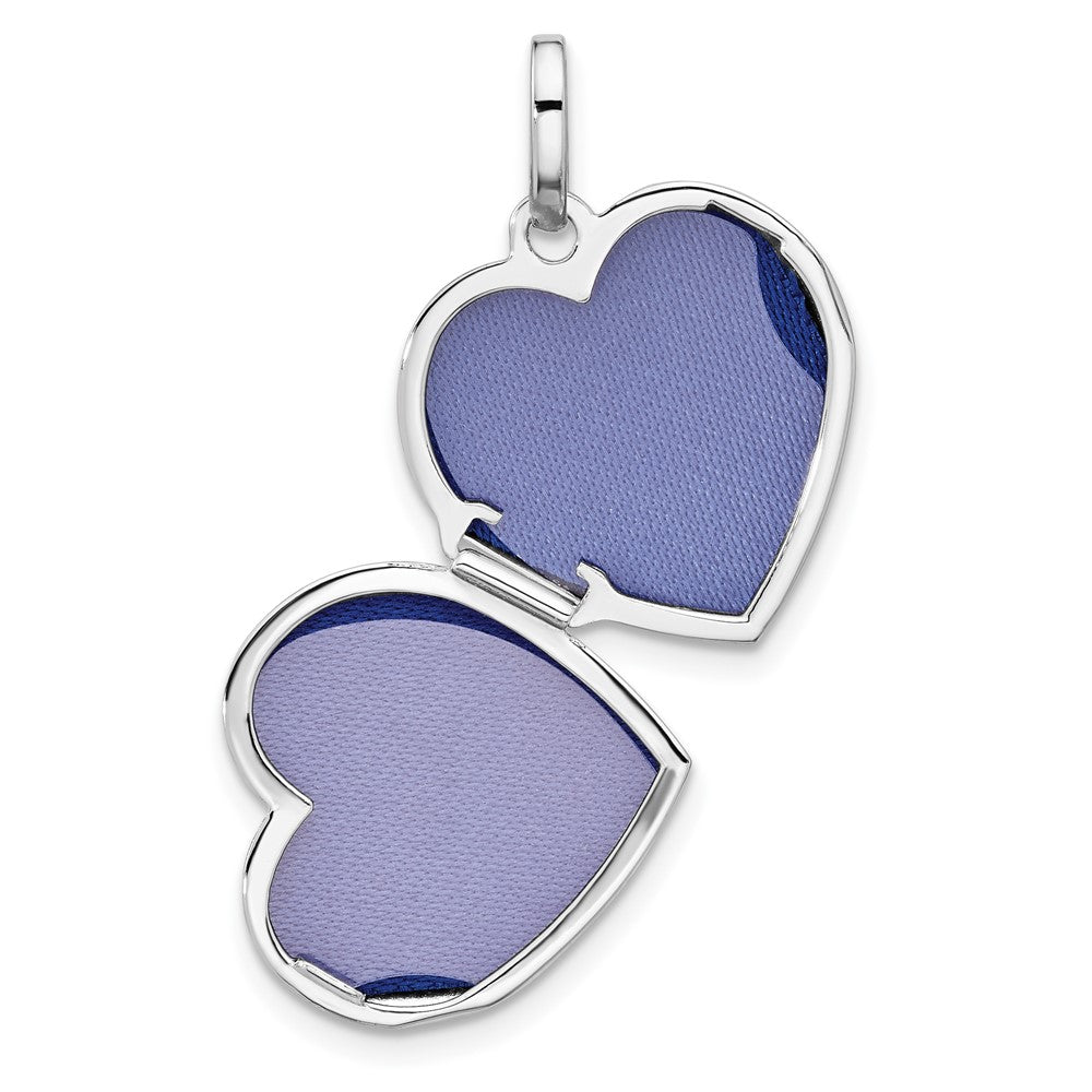 SSD Sterling Silver Rhod-pltd Polished and Textured Dia 18mm Heart Locket