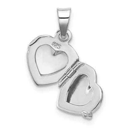 SSL Sterling Silver Rh-plated 11mm Guardian Angel Heart Locket Pendant