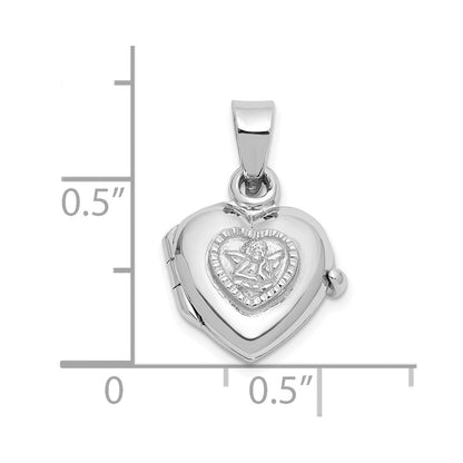 SSL Sterling Silver Rh-plated 11mm Guardian Angel Heart Locket Pendant