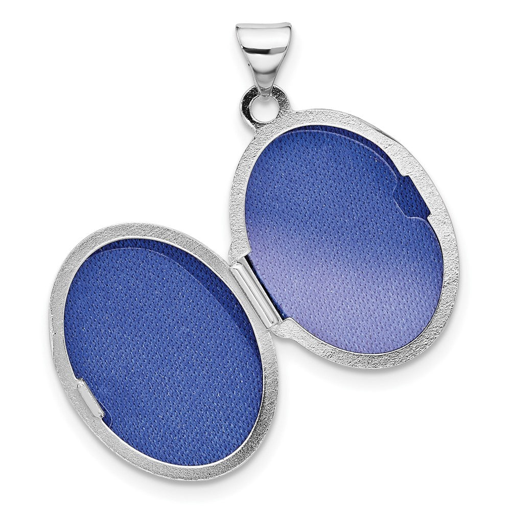 SSP Sterling Silver Rhod-Plated 19x15mm Foot Prints Reversible Oval Locket