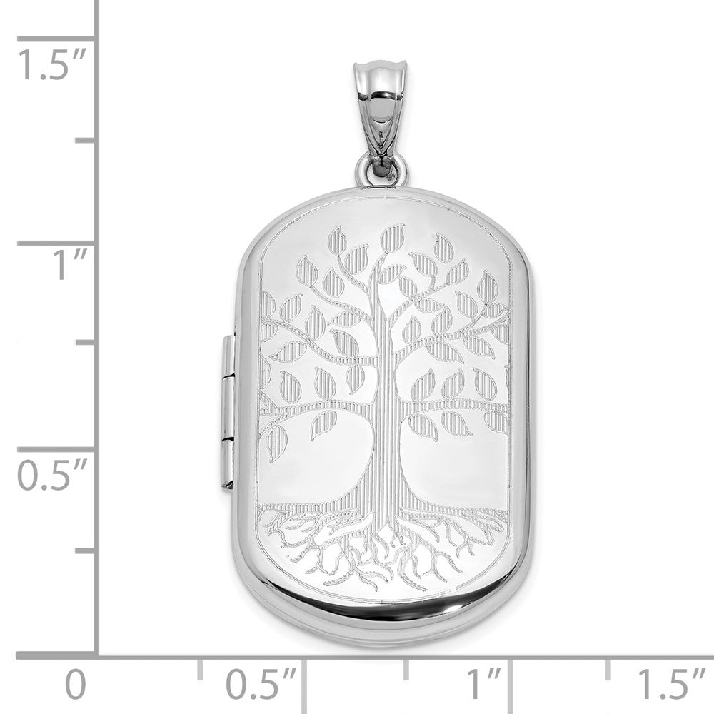 SSL Sterling Silver Rhodium-plated Tree of Life 30x19mm Rectangle Locket