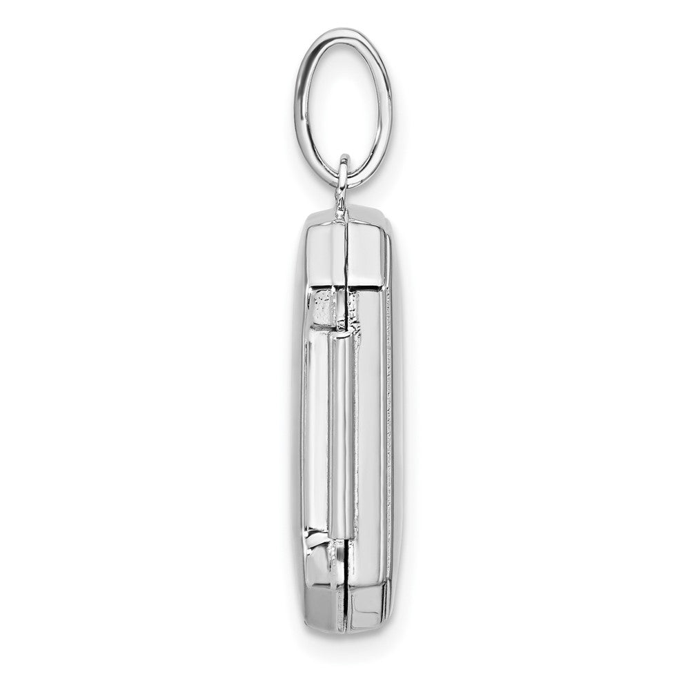SSP Sterling Silver Rhodium-pltd Polished 20x15mm Curved Rectangle Locket