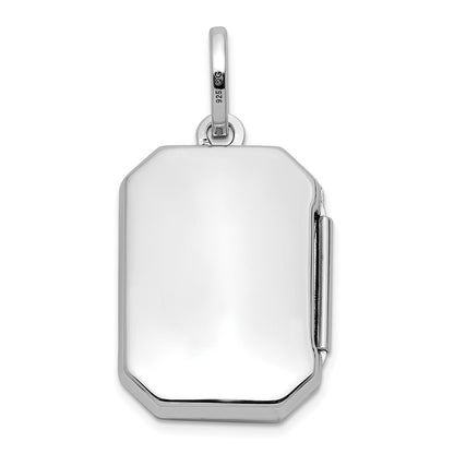 SSP Sterling Silver Rhodium-pltd Polished 20x15mm Curved Rectangle Locket