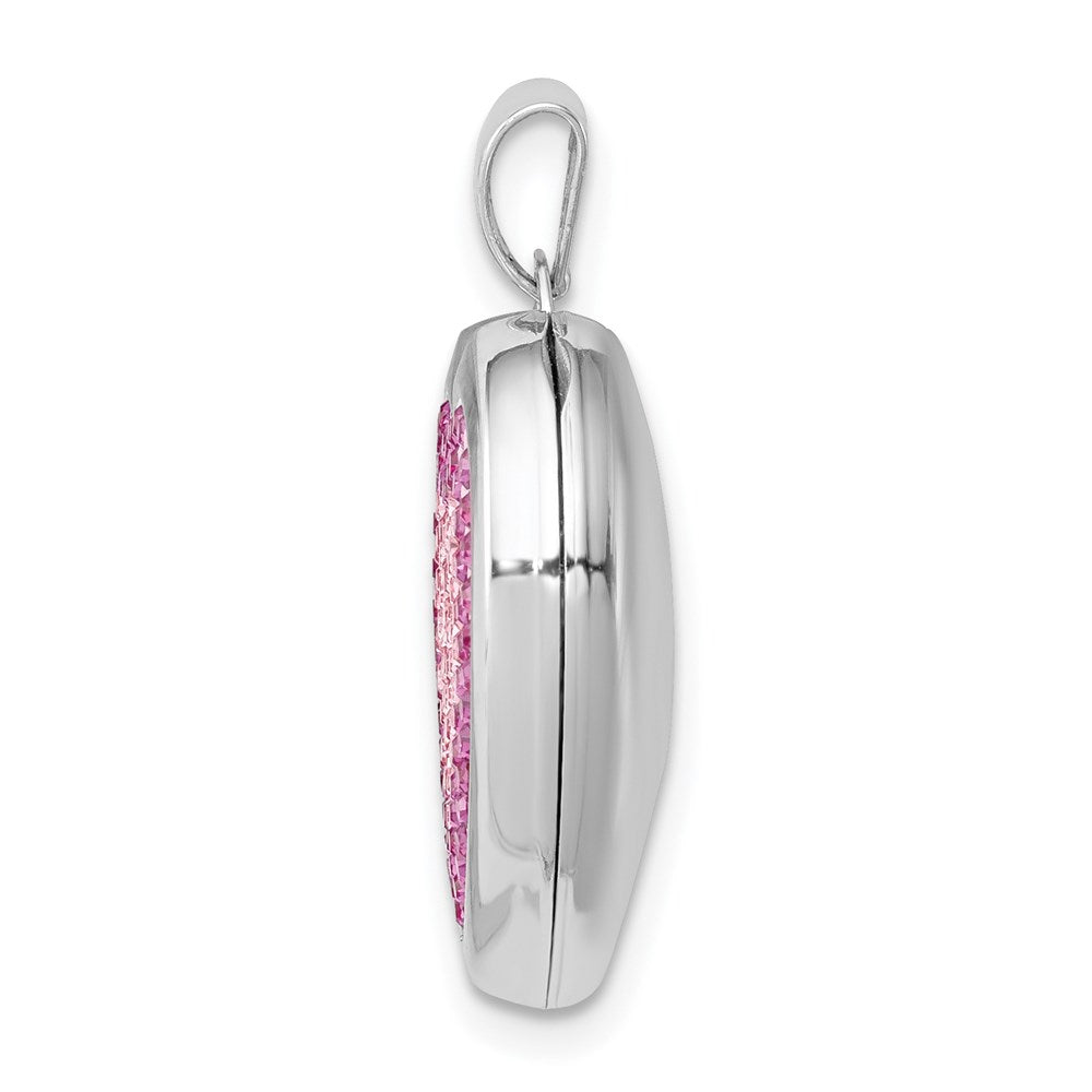 SSP Sterling Silver Rhodium-plated 18mm Preciosa Crystal Heart Locket