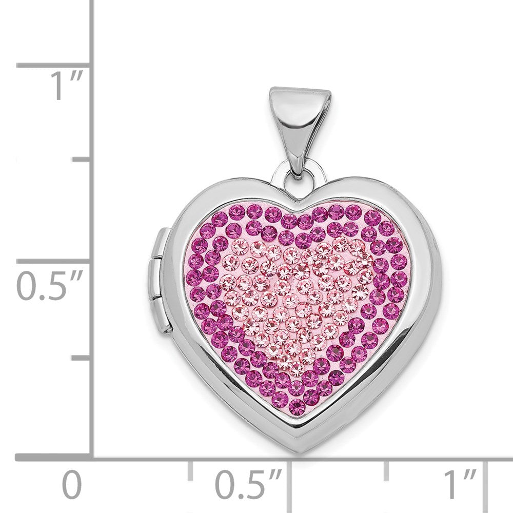 SSP Sterling Silver Rhodium-plated 18mm Preciosa Crystal Heart Locket