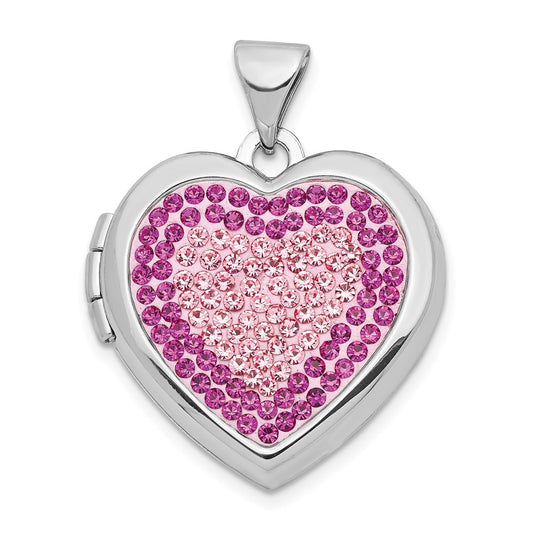 SSP Sterling Silver Rhodium-plated 18mm Preciosa Crystal Heart Locket