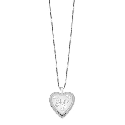 SSP Sterling Silver Rhodium-plated 20mm Mom Heart Locket Necklace