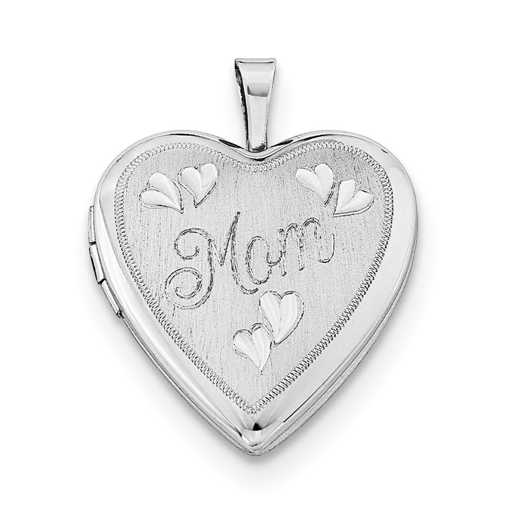 SSP Sterling Silver Rhodium-plated 20mm Mom Heart Locket Necklace