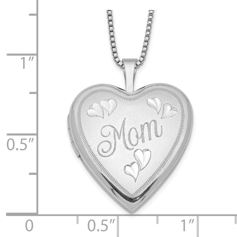 SSP Sterling Silver Rhodium-plated 20mm Mom Heart Locket Necklace