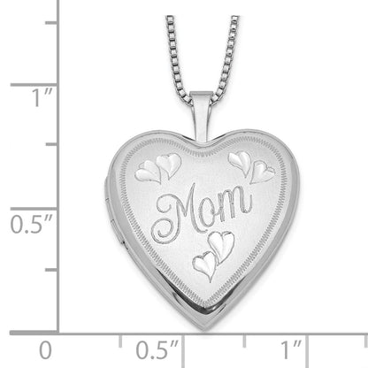 SSP Sterling Silver Rhodium-plated 20mm Mom Heart Locket Necklace