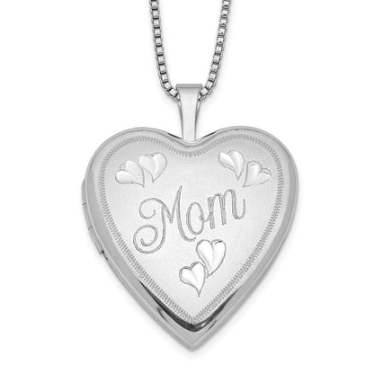 SSP Sterling Silver Rhodium-plated 20mm Mom Heart Locket Necklace