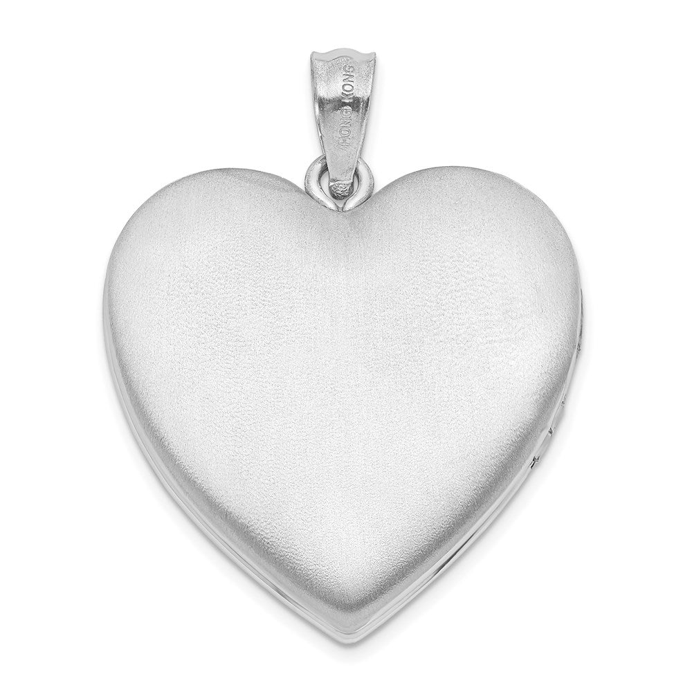 SSP Sterling Silver Rhodium-plated 24mm with Cross Design Heart Locket