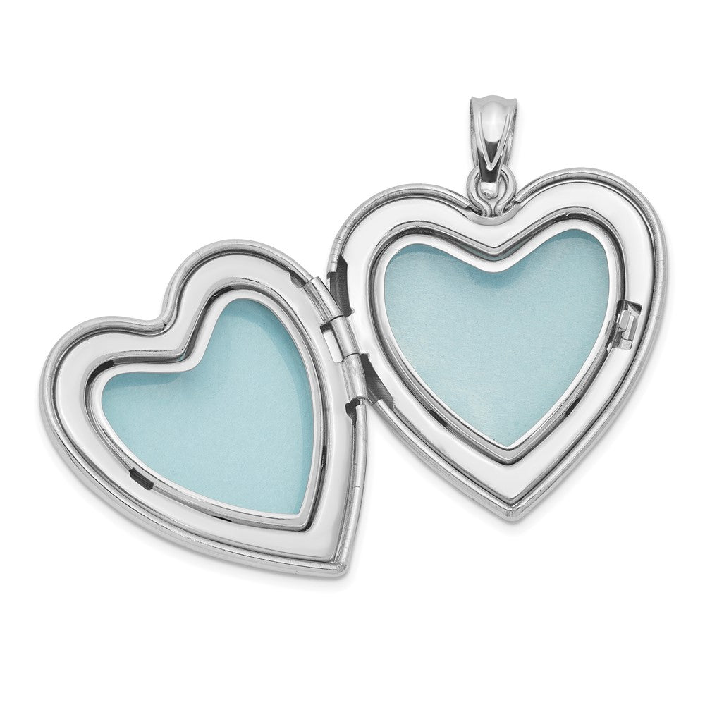 SSP Sterling Silver Rhodium-plated 24mm with Cross Design Heart Locket