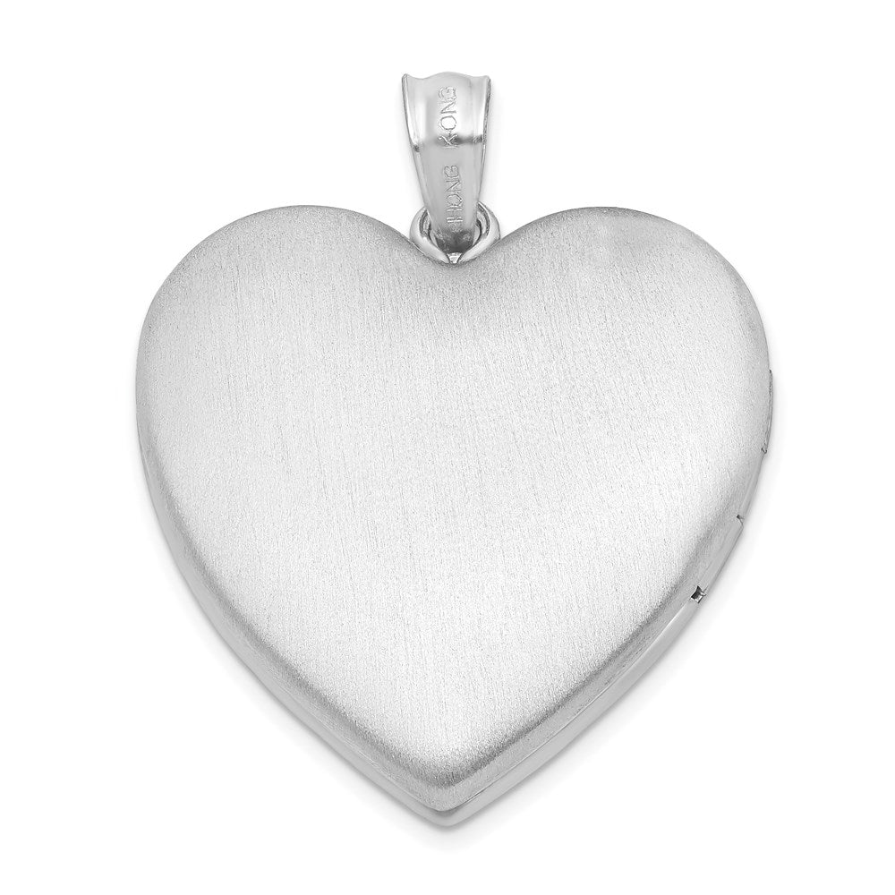 SSP Sterling Silver Rhodium-plated 24mm Enameled Rose Heart Locket