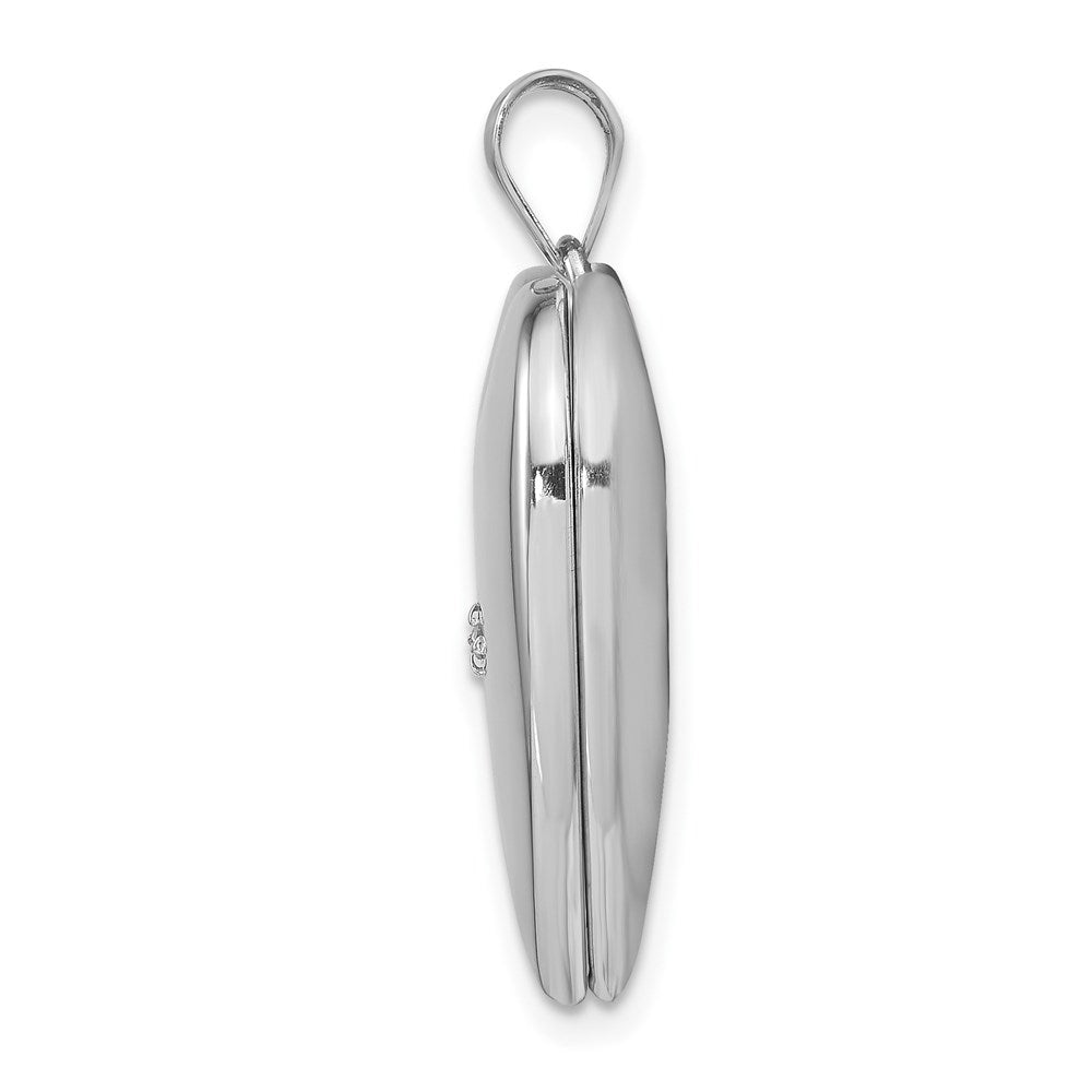 DSS Sterling Silver Rhod-plated 24mm w/ Diamond Star Design Heart Locket