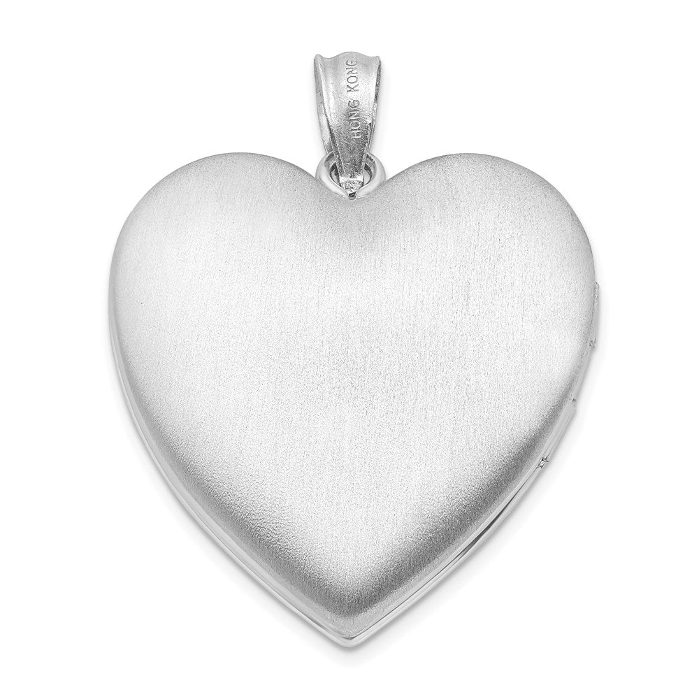 DSS Sterling Silver Rhod-plated 24mm w/ Diamond Star Design Heart Locket